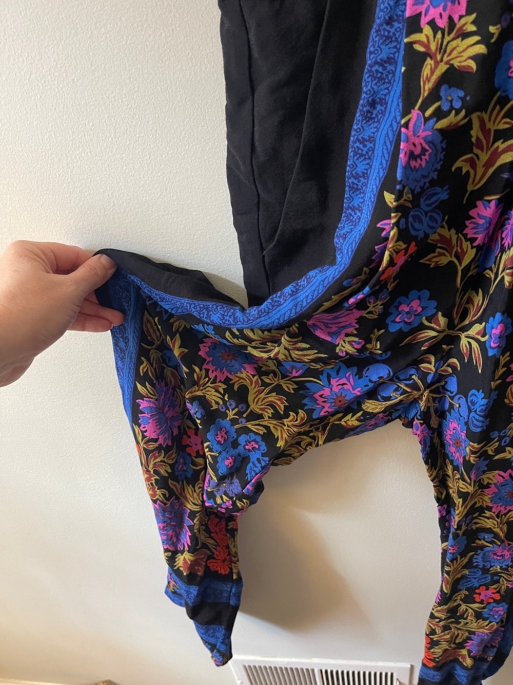 Anthropologie ett:twa Floral Border Print Jumpsuit Boho Blue Wide Leg Size 6 - Picture 4 of 5